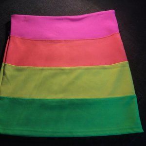 lime green hot pink mini skirt